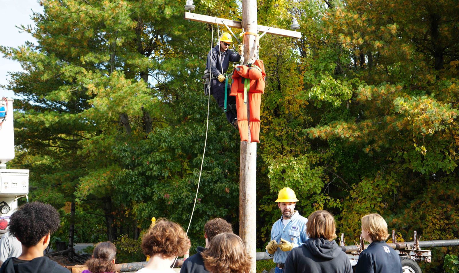 Utility pole rescue demonstration