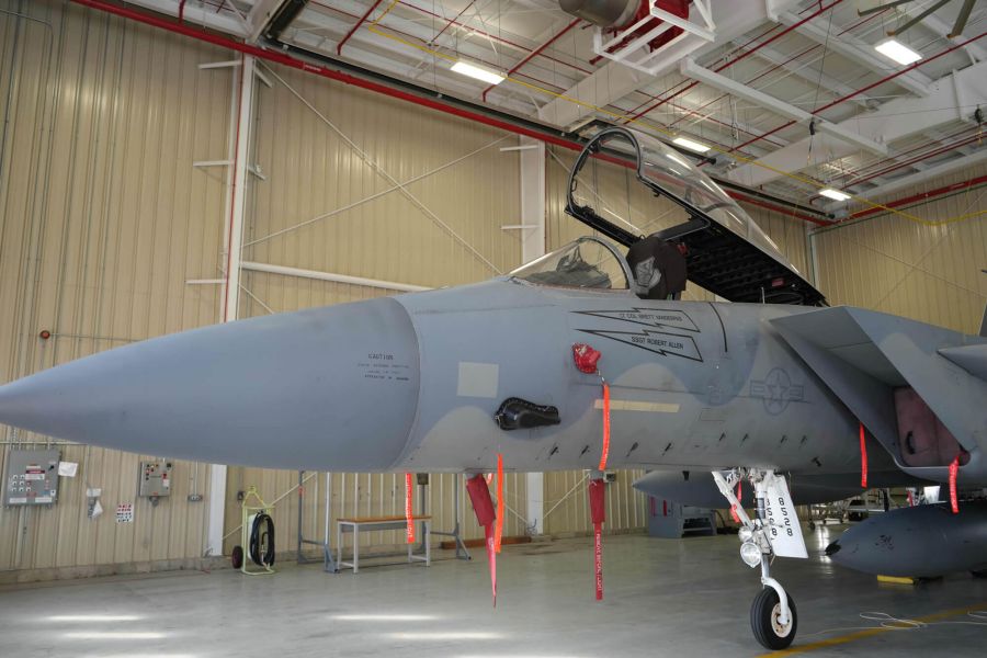 Airforce jet in hangar